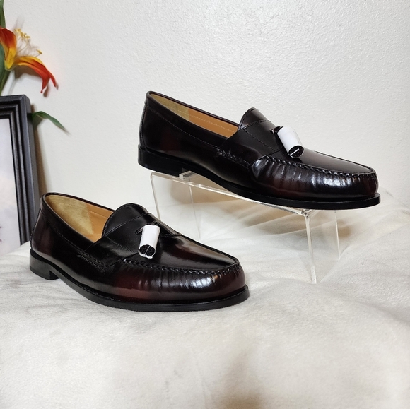 BRAND NEW Cole Haan Mens Pinch Penny Loafers Two Tone Brown Slip On Tassels Chic - Picture 2 of 16
